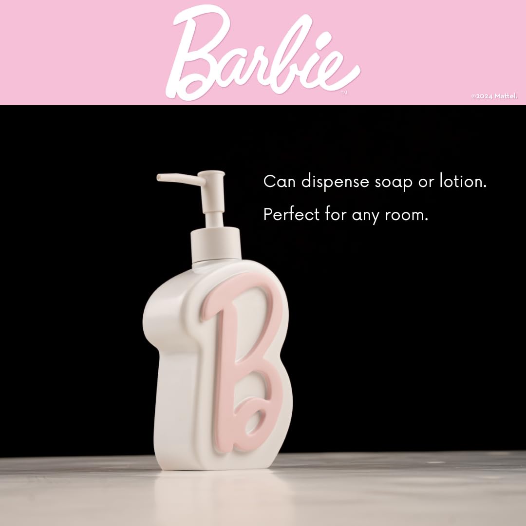 Collectibles Barbie Light Pink B Monogram Soap/Lotion/Hand Sanitizer Resin Pump Dispenser, 11.69 Ounces, (Officially Licensed Pr